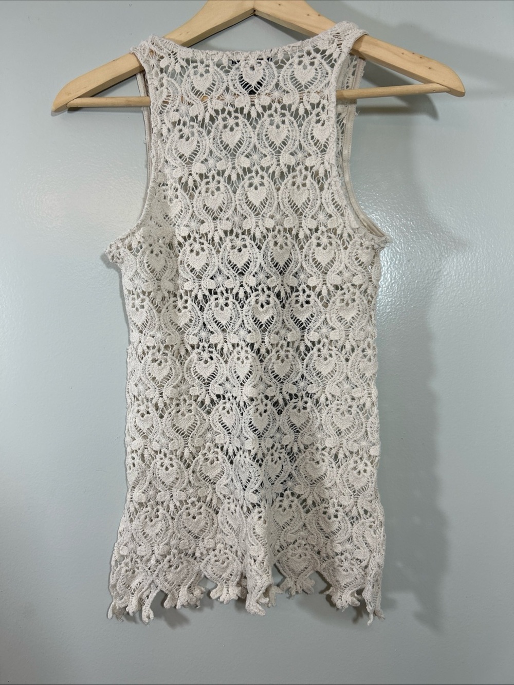 Hot Topic Tank Top Women's S/M Skull Crochet Whimsygoth Grunge Fairy - Picture 3 of 7